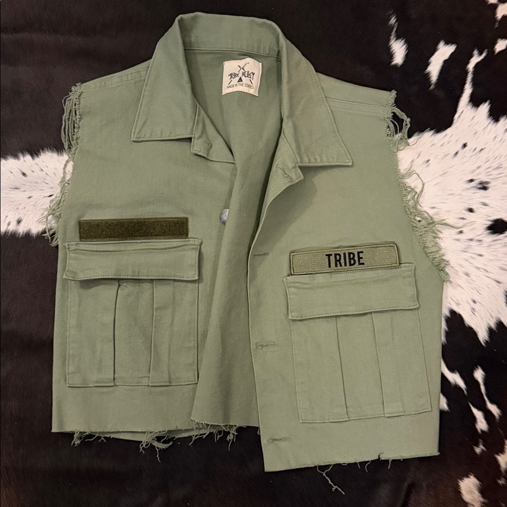Limited Edition RARE Tribe Kelley Crop Army Vest